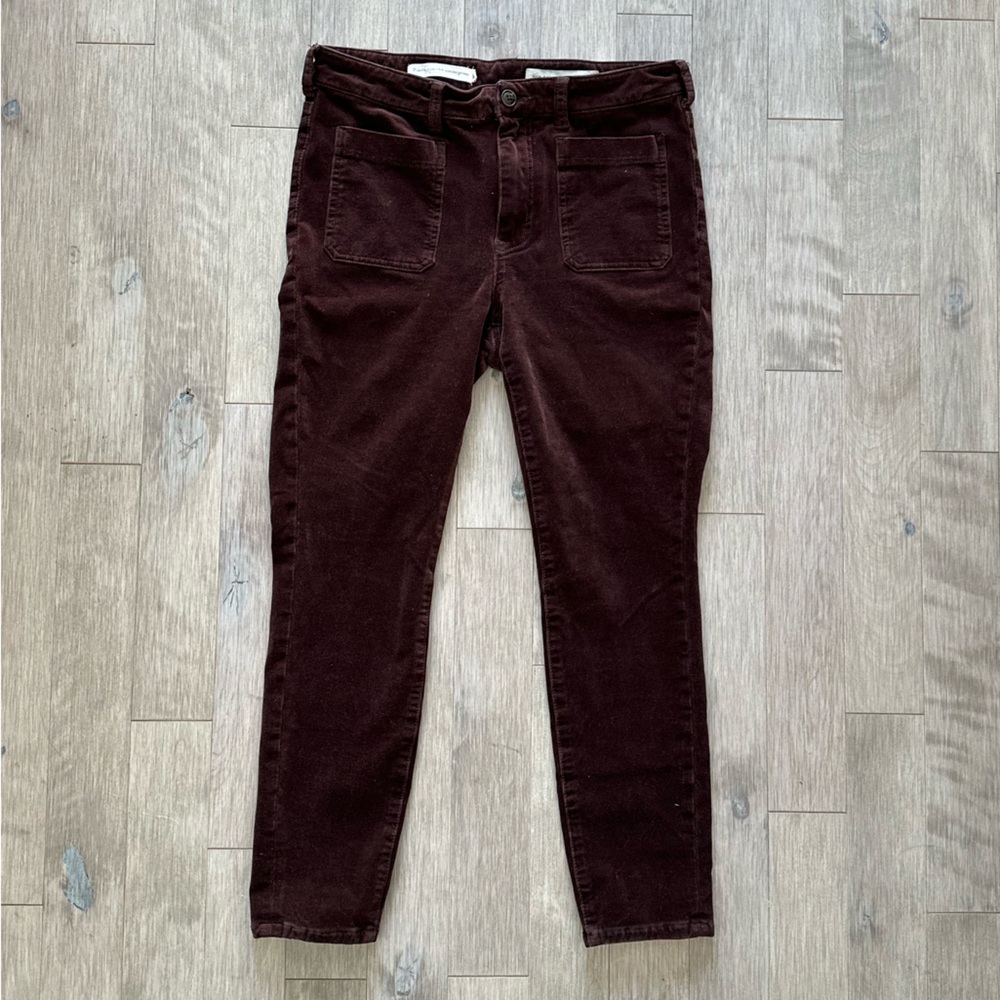 Pilcro Anthropologie Brown Chocolate Velvet Skinny Jeans Size 30‎